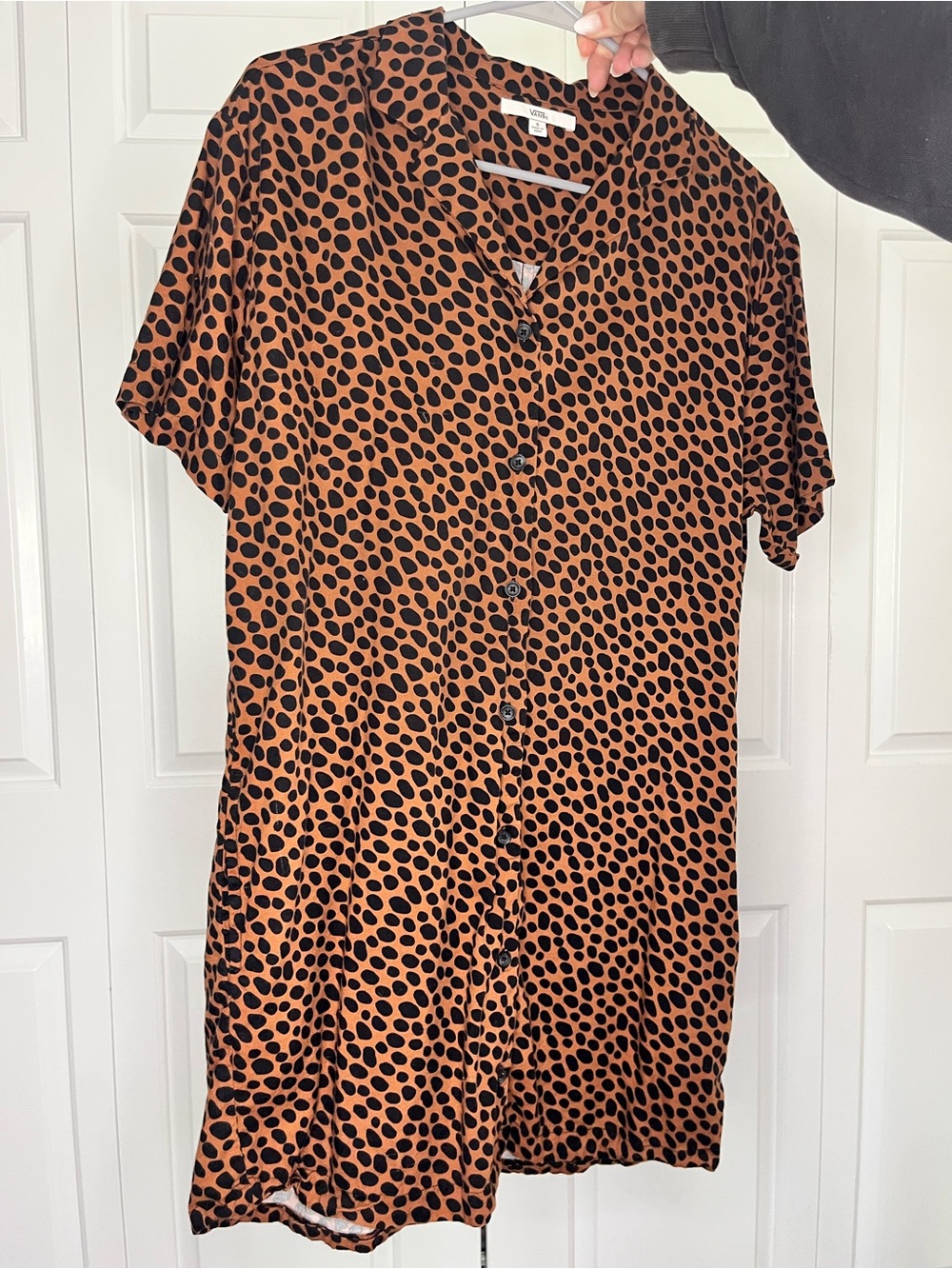 Vans Animal Print Short Sleeve Collared Shirt Mini Dress